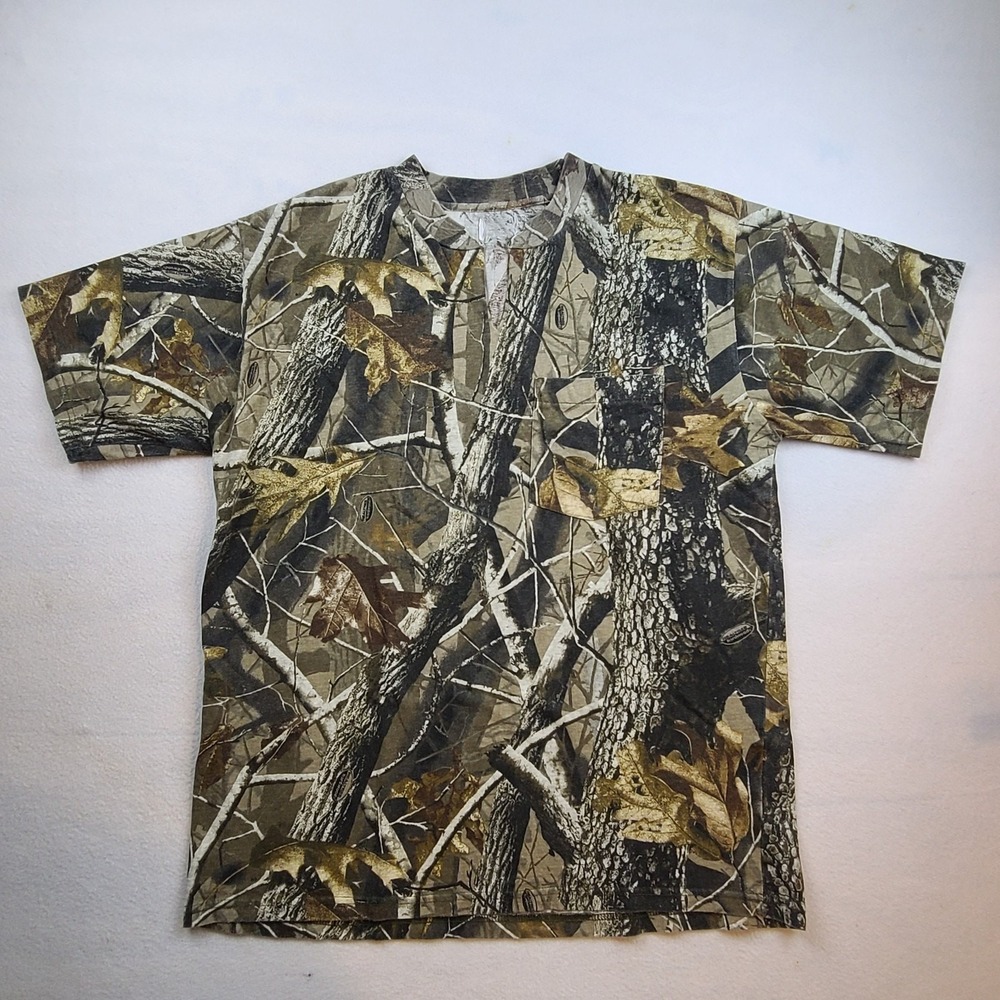 RealTree Hardwood Camo Pocket T Shirt Men's Medium Hunting Short Sleeve Tee
